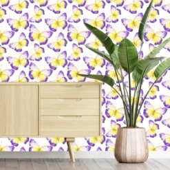 Purple Posie Butterfly Wallpaper