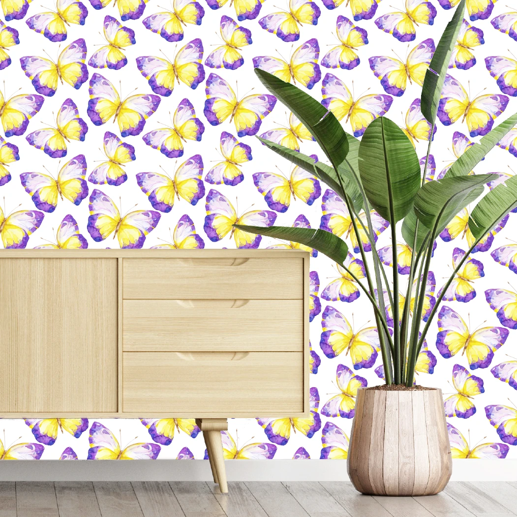 Purple Posie Butterfly Wallpaper