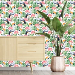 Crane And Lotus Flower Wallpaper