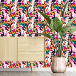 Tropical Parrot Party Wallpaper