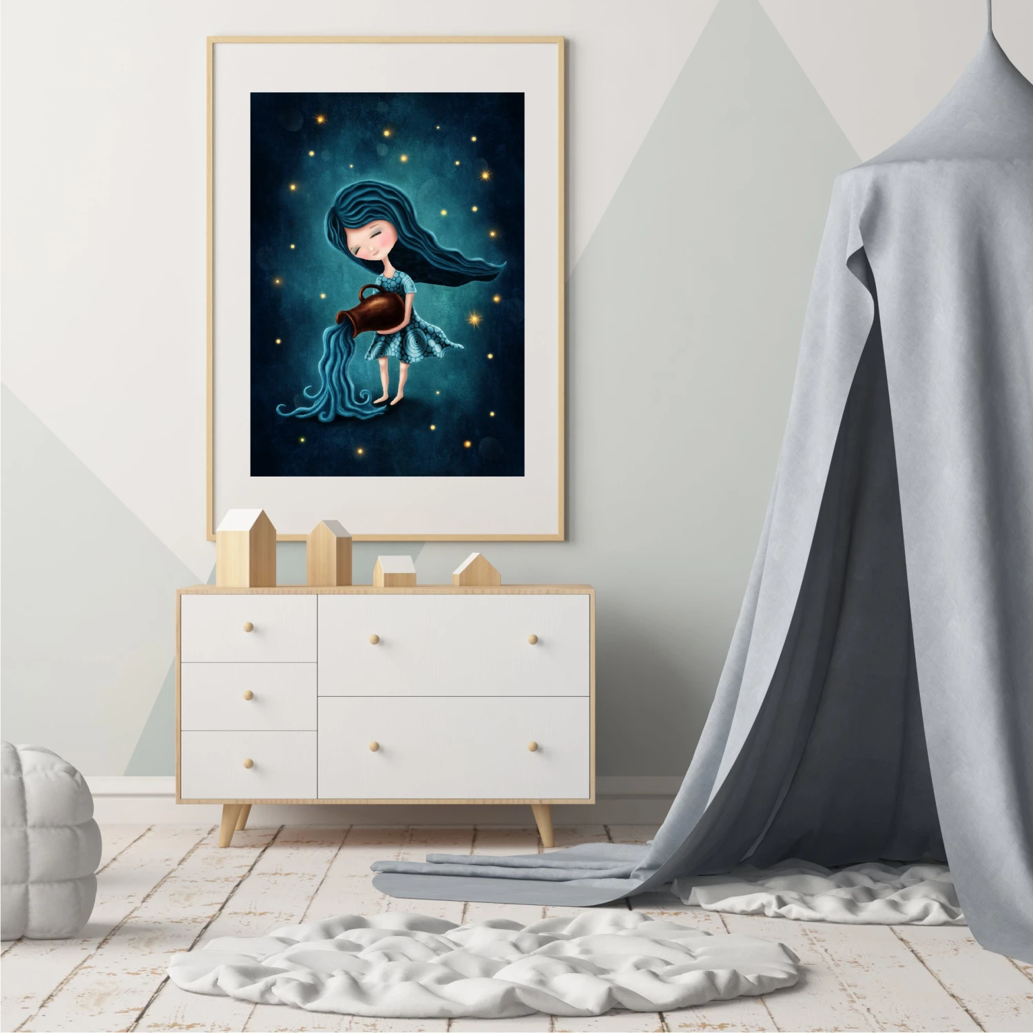 Zodiac Star Sign Aquarius Wall Art