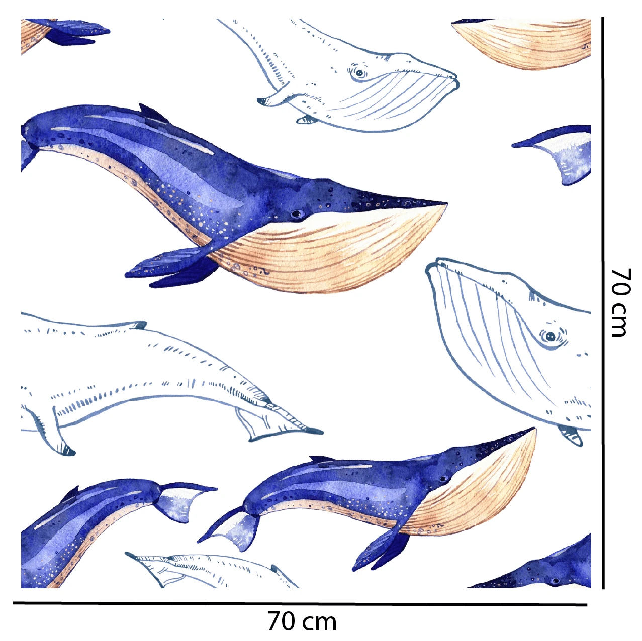 Blue Watercolour Whales Wallpaper - Image 2