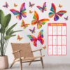 Times Tables Wall Chart And Butterfly Wall Decals (Rainbow)