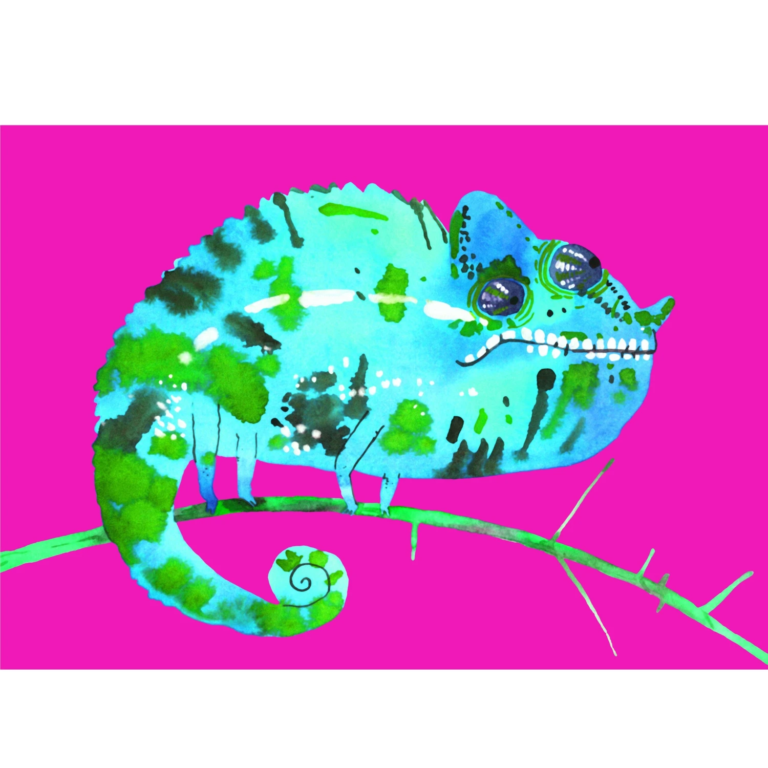 Tropical Pink Chameleon Wall Art - Image 2