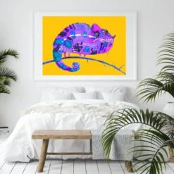 Tropical Yellow Chameleon Wall Art