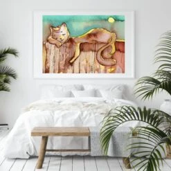 Frisky Feline Watercolour Wall Art