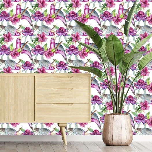 Pink Galah With Flowers Wallpaper