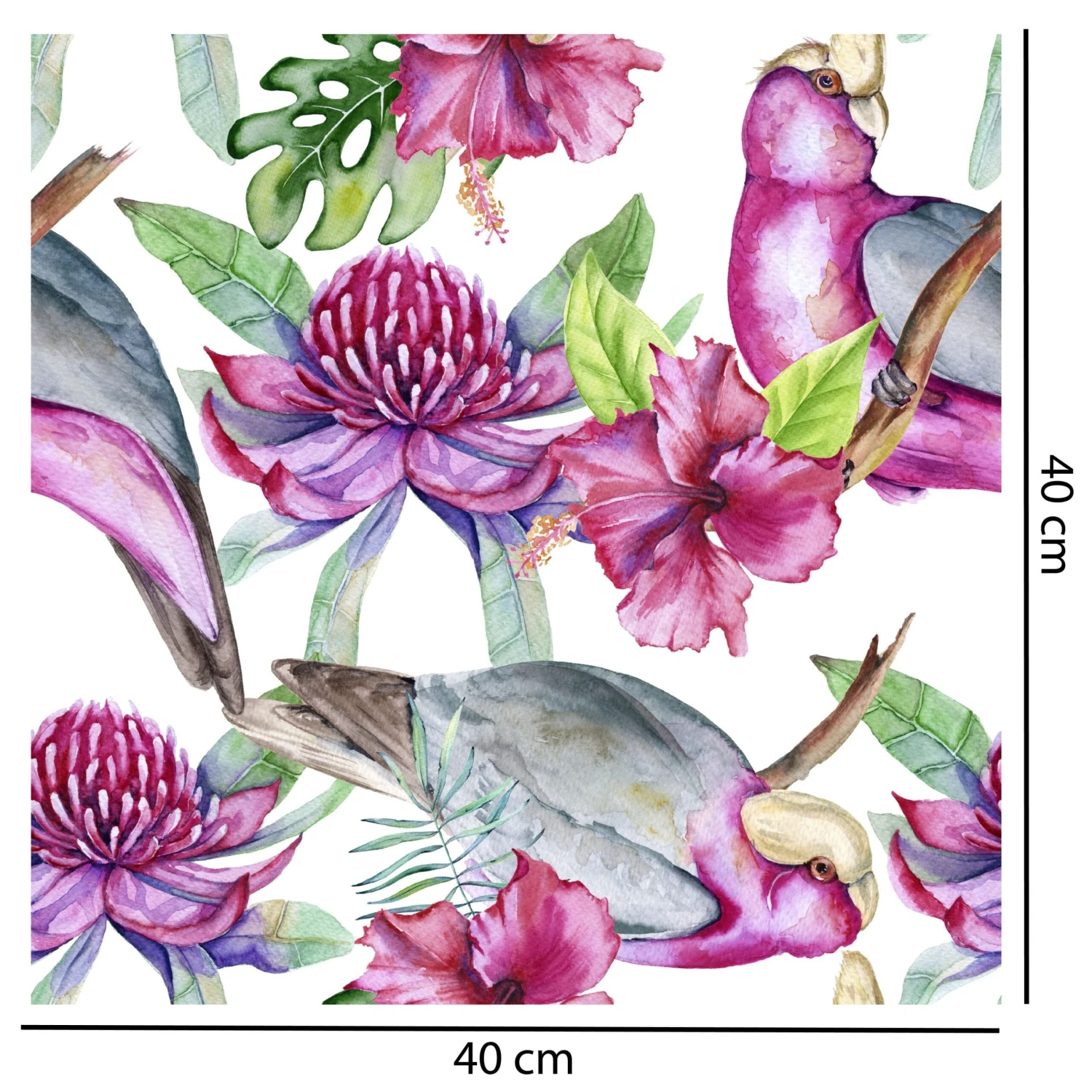 Pink Galah With Flowers Wallpaper - Image 2