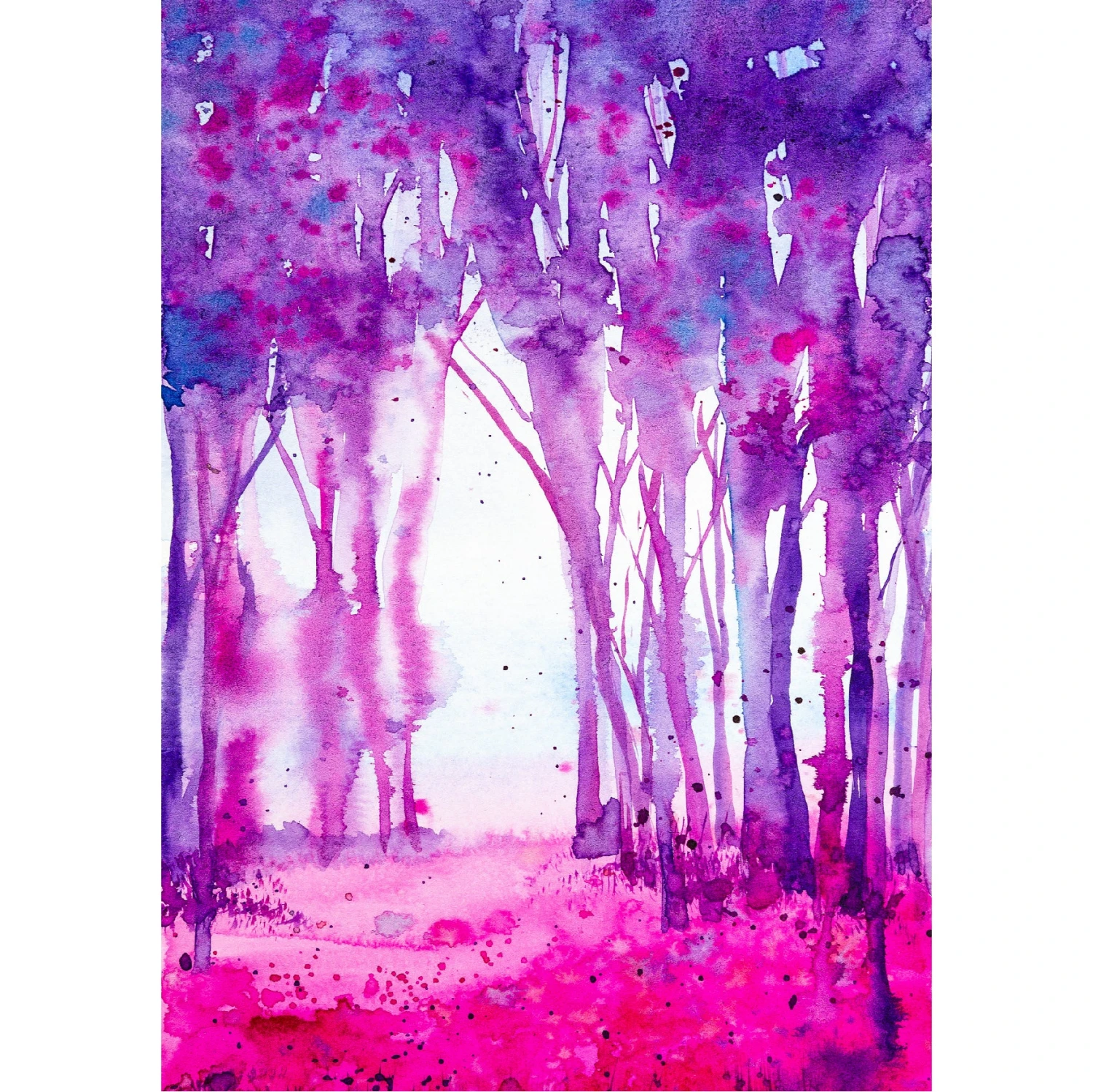 Plum Forest Watercolour Wall Art - Image 2