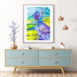 Lily Pond Watercolour Wall Art