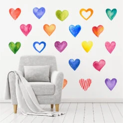 Rainbow Heart Wall Decal Set