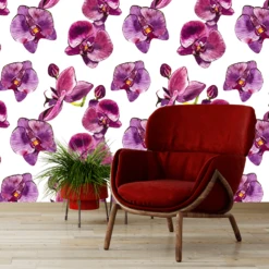 Retro Purple Orchid Wallpaper
