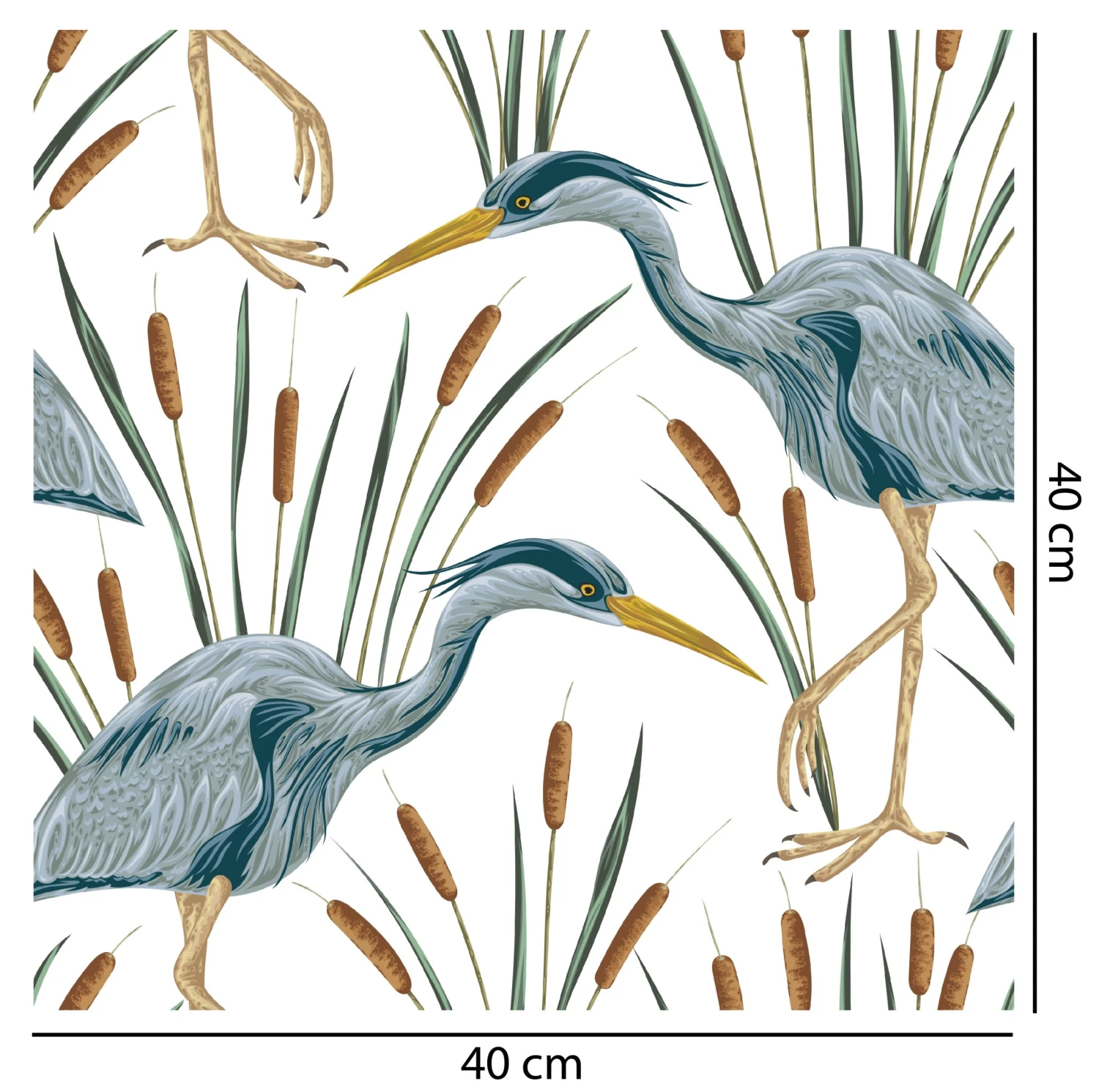 Vintage Heron Bulrush Wallpaper - Image 2