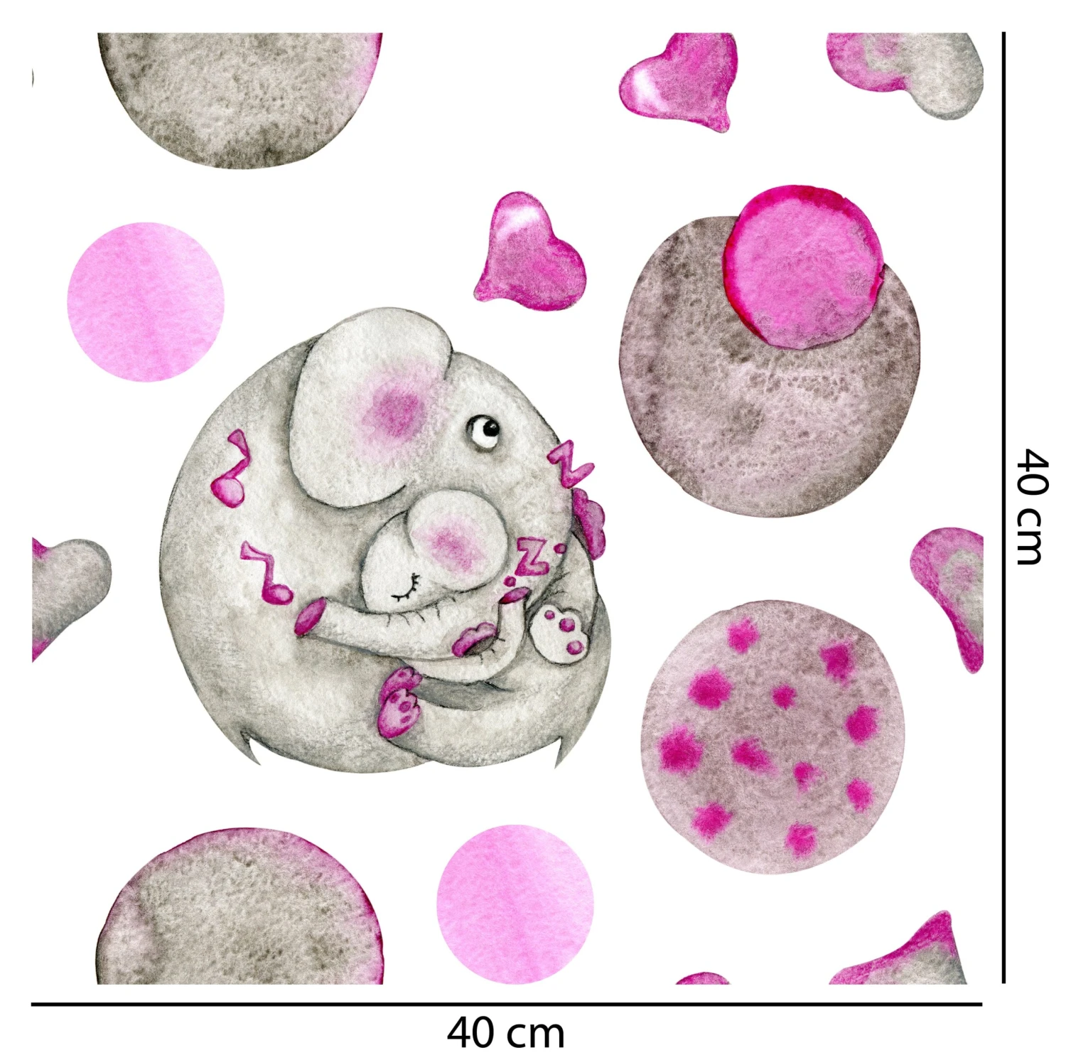 Pink Mum And Baby Elephant Wallpaper - Image 2