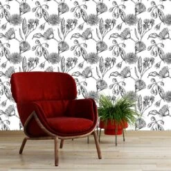 Australian Floral Sketch Wallpaper